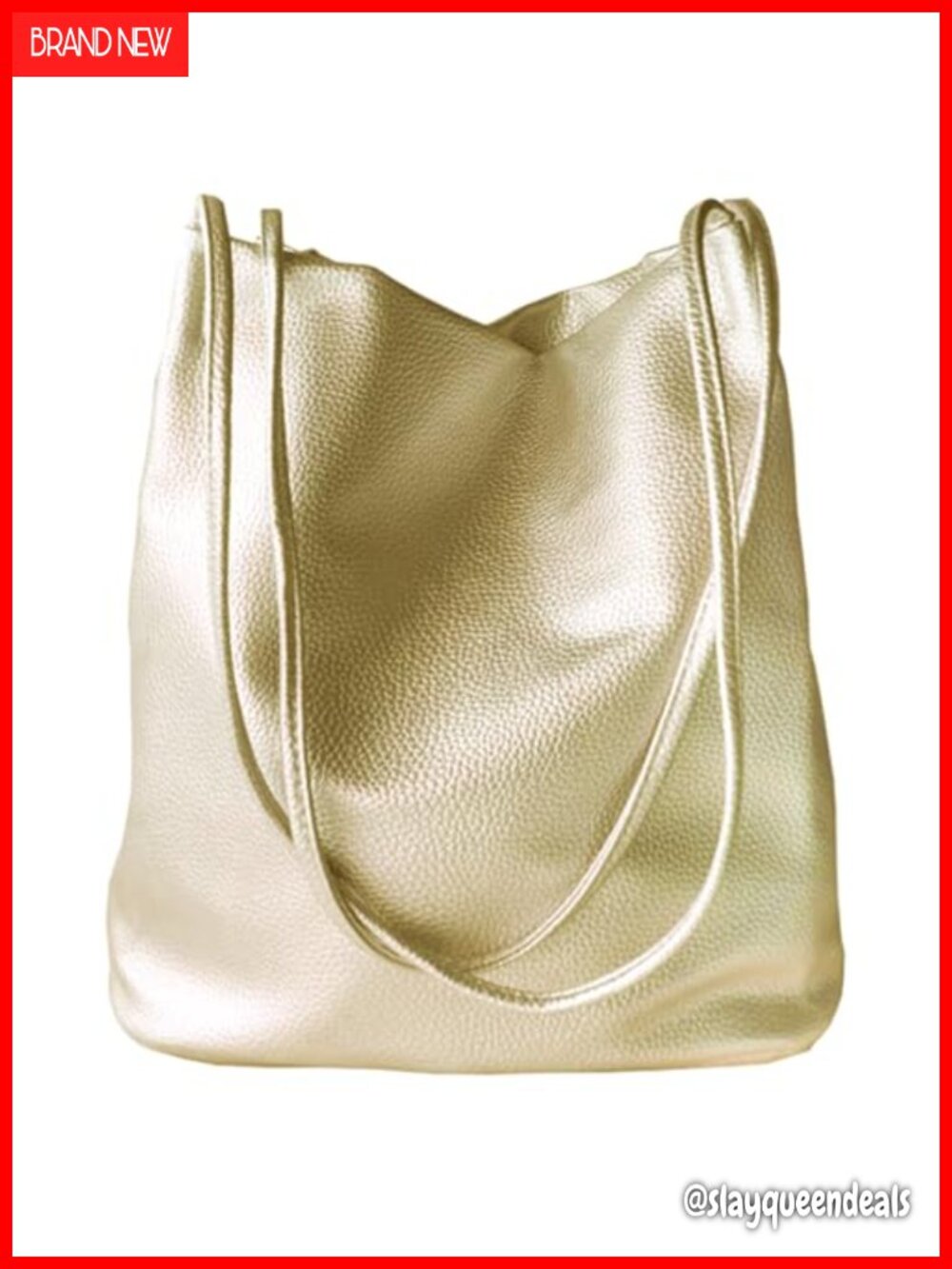 Large Metallic Silver Leather Tote Bag Hobo Shoulder Handbag Work Travel